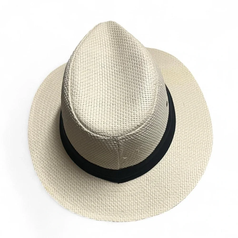 Elegant Cream Fedora with Black Band